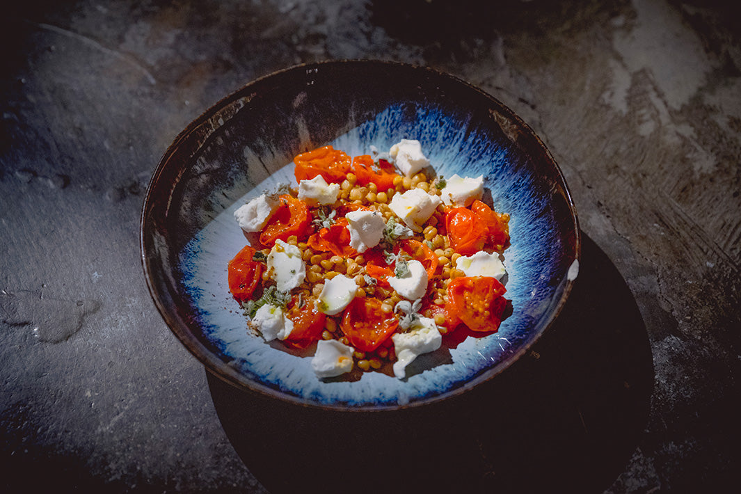 Insalata di lenticchie con pomodorini al forno - Linsensalat mit Ofentomaten