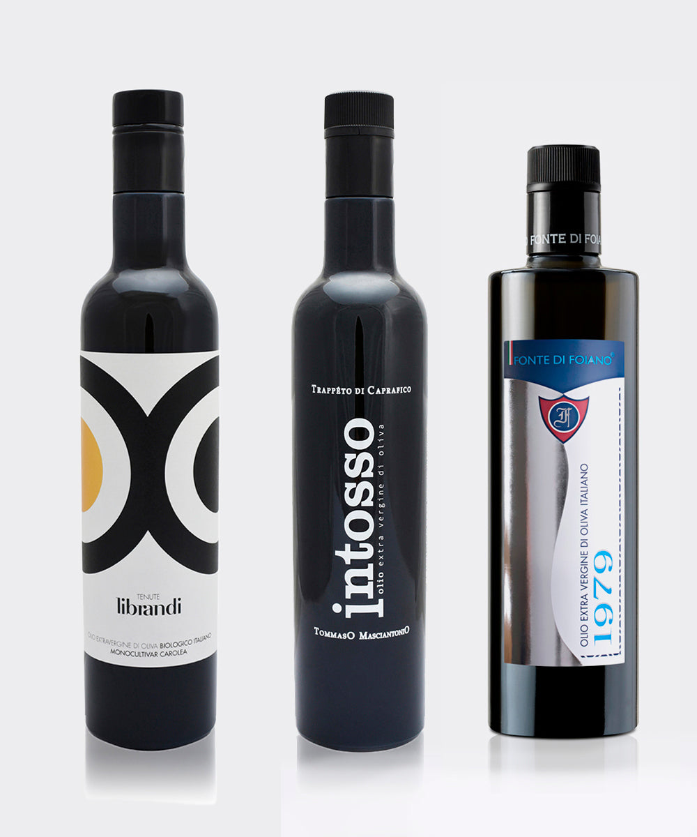 Trio Vielfalt - 3 x 500ml reinsortige Olivenöle aus Italien